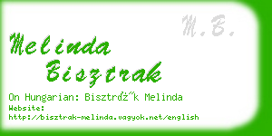 melinda bisztrak business card